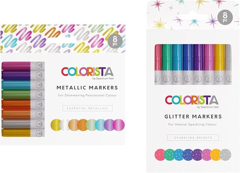 8 قطع من أقلام التحديد اللامعة اللامعة من Spectrum Noir Colorista، 8 قطع معدنية أساسية، أقلام تحديد معدنية، مجموعة من 16 لونًا in Kuwait