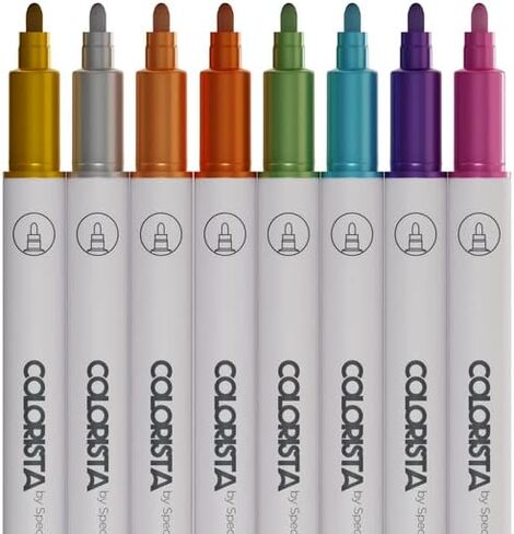 8 قطع من أقلام التحديد اللامعة اللامعة من Spectrum Noir Colorista، 8 قطع معدنية أساسية، أقلام تحديد معدنية، مجموعة من 16 لونًا in Kuwait