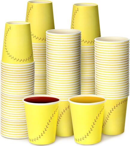 50 Pieces Softball Theme Cups 9 oz Disposable Paper Cups with Yellow Background Softball Party Favors Softball Birthday Party Supplies Sports Cup Cake Paper Cup for Game Day Party Family Dinner in Saudi Arabia