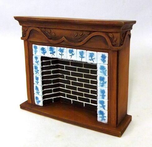 Town Square Miniatures Dolls House 1:12 Scale Miniature Furniture Resin Walnut Brick Delft Fireplace in Saudi Arabia