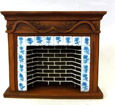 Town Square Miniatures Dolls House 1:12 Scale Miniature Furniture Resin Walnut Brick Delft Fireplace in Saudi Arabia