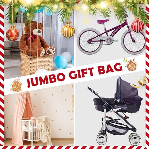 2 Sets 70 x 40 Inch Jumbo Christmas Gift Bag Red White Snowflakes Gift Wrapping Bags Extra Large Gift Bags for Presents Giant Xmas Plastic Gift Bags with Cord Tie and Gift Tags for Xmas Party Favors in Saudi Arabia