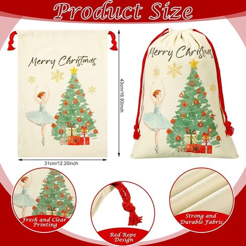 Moukeren 4 Pcs Christmas Sack Bag Christmas Gift Bag with Drawstring Canvas Christmas Nutcrackers Decorations Reusable Giant Santa Bag Xmas Gift Wrap Bags for Christmas Party Decoration(Pink) in Saudi Arabia