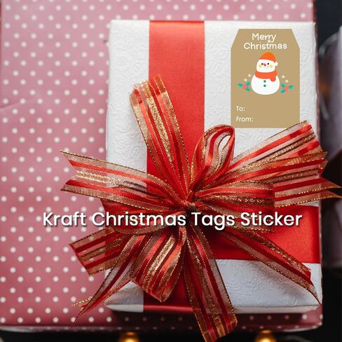 500 قطعة من ملصقات هدايا عيد الميلاد من BAISDY، ملصقات بطاقات هدايا ذاتية اللصق من Kraft Xmas لهدايا العطلات، صندوق هدايا، 3 × 2 بوصة in Kuwait