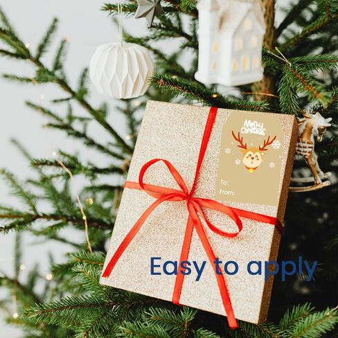 500 قطعة من ملصقات هدايا عيد الميلاد من BAISDY، ملصقات بطاقات هدايا ذاتية اللصق من Kraft Xmas لهدايا العطلات، صندوق هدايا، 3 × 2 بوصة in Kuwait