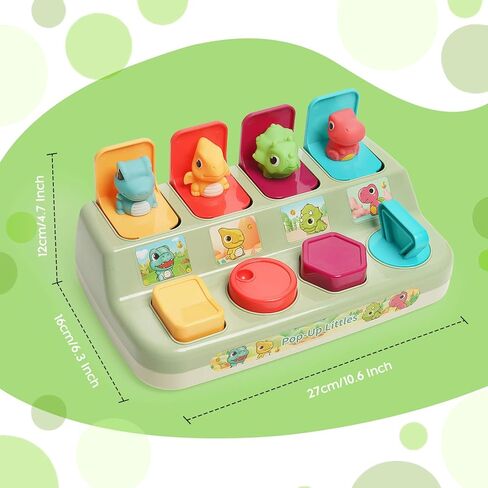 لعبة تفاعلية منبثقة، ألعاب أطفال منبثقة ألعاب تعليمية للأطفال من عمر 12 إلى 18 شهرًا، ألعاب أطفال على شكل ديناصور لعمر عام واحد، لعبة حيوانات منبثقة للسبب والتأثير المبكر للأطفال من سن 12 إلى 24 شهرًا in Kuwait