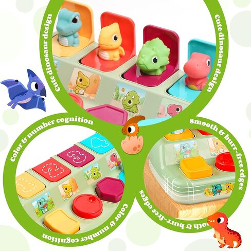 لعبة تفاعلية منبثقة، ألعاب أطفال منبثقة ألعاب تعليمية للأطفال من عمر 12 إلى 18 شهرًا، ألعاب أطفال على شكل ديناصور لعمر عام واحد، لعبة حيوانات منبثقة للسبب والتأثير المبكر للأطفال من سن 12 إلى 24 شهرًا in Kuwait