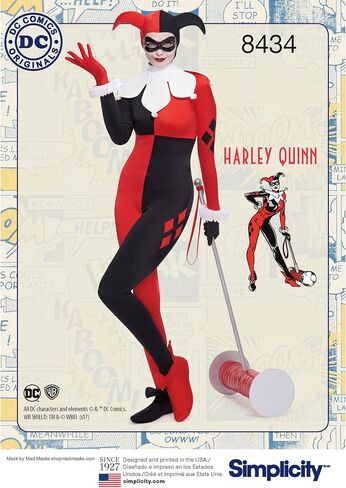 نمط 8434 AA Misses' DC Comics Bombshell Harley Quinn SEWING PATTERN، مقاس 10-18 in Saudi Arabia