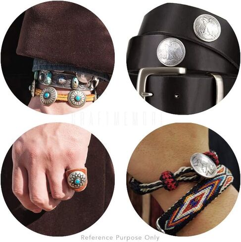 2 قطعة من CRAFTMEMORE 1/2 بوصة زهرة Conchos فو تركواز شكل دائري مصبوبات معدنية مطلية بالفضة زر خلفي CHS02 (برونزي) in Saudi Arabia