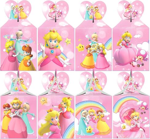U-PTYTM 24pcs Peach Party Favor Gift Boxes, Princess Peach Birthday Party Favor Supplies Candy Box, Peach Party Snack Boxes for Kids, Anime Treat Boxes Party Supplies Decorations for Graduation in Kuwait