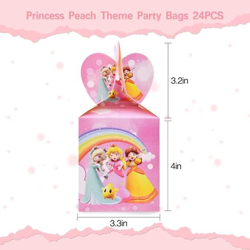 U-PTYTM 24pcs Peach Party Favor Gift Boxes, Princess Peach Birthday Party Favor Supplies Candy Box, Peach Party Snack Boxes for Kids, Anime Treat Boxes Party Supplies Decorations for Graduation in Kuwait