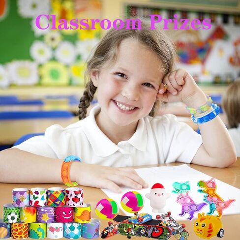 Aibequ 60 Pcs Party Favors for Kids,Pop It Fidget Toys,Treasure Box for Classroom,Pinata Filler Stuffers,Carnival Classroom Prizes,Prize Box Toys,Treasure Chest,Goodie Bag Stuffers,Bulk Small Toys in Kuwait