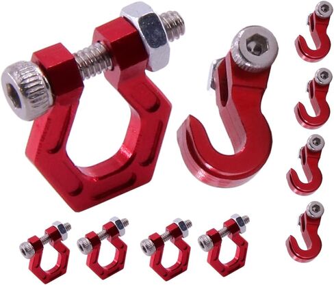 RCATM 8 قطع 1:10 RC Rock Crawler Trailer هوك معدني للجر الأمامي والخلفي قضيب إنقاذ مزلاج ينطبق على محوري scx10 Tiangong cc01 D90 D110 TF2 (أحمر) in Kuwait