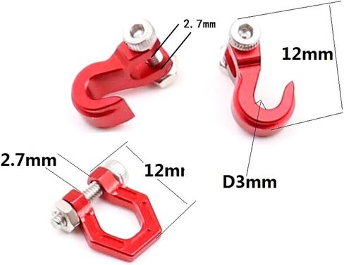 RCATM 8 قطع 1:10 RC Rock Crawler Trailer هوك معدني للجر الأمامي والخلفي قضيب إنقاذ مزلاج ينطبق على محوري scx10 Tiangong cc01 D90 D110 TF2 (أحمر) in Kuwait