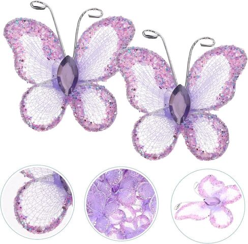 50 قطعة من الفراشات السلكية الأرجوانية من STOBOK DIY شبكة سلكية لامعة حرفية فراشة فراشة جدار ديكور زينة فراشة الزفاف لحفلات الزفاف والحفلات وزخارف الكيك in Kuwait