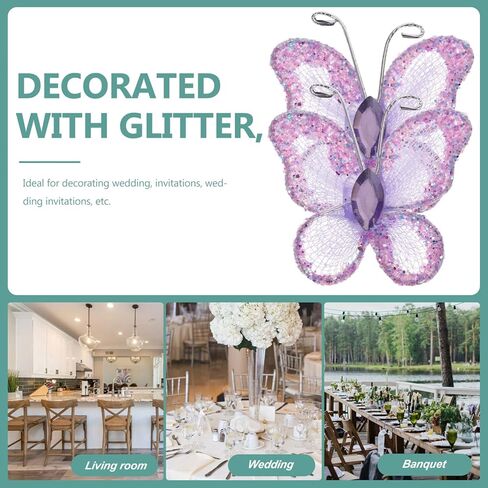 50 قطعة من الفراشات السلكية الأرجوانية من STOBOK DIY شبكة سلكية لامعة حرفية فراشة فراشة جدار ديكور زينة فراشة الزفاف لحفلات الزفاف والحفلات وزخارف الكيك in Kuwait