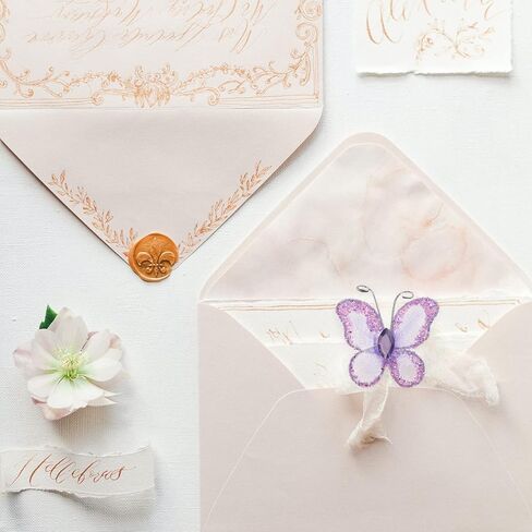 50 قطعة من الفراشات السلكية الأرجوانية من STOBOK DIY شبكة سلكية لامعة حرفية فراشة فراشة جدار ديكور زينة فراشة الزفاف لحفلات الزفاف والحفلات وزخارف الكيك in Kuwait