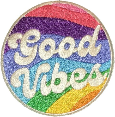 Good Vibes Patch Iron On/Sew On, 3 in - Fully Embroidered Cool Patch by PatchClub in Kuwait