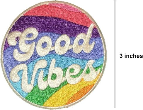 Good Vibes Patch Iron On/Sew On, 3 in - Fully Embroidered Cool Patch by PatchClub in Kuwait