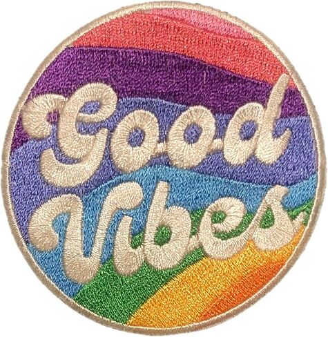 Good Vibes Patch Iron On/Sew On, 3 in - Fully Embroidered Cool Patch by PatchClub in Kuwait