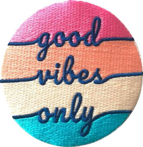 Good Vibes Patch Iron On/Sew On, 3 in - Fully Embroidered Cool Patch by PatchClub in Kuwait