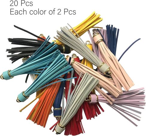 20 قطعة من شرابات البولي يوريثان الملونة من Qililandiy شرابة من الجلد الصناعي وقلادات من الجلد السويدي مع أغطية ذهبية لسلسلة المفاتيح وأشرطة الهاتف المحمول DIY إكسسوارات المجوهرات in Kuwait