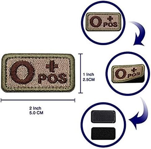 EJG 2pcs Hook and Loop Fastener Patch, Blood Type O+ Tactical Morale Embroidered Patches Badge Cool Punk Rock Music Skull Head for Caps Bags Backpacks Vest Military Uniforms Gears DIY Accessories in Kuwait