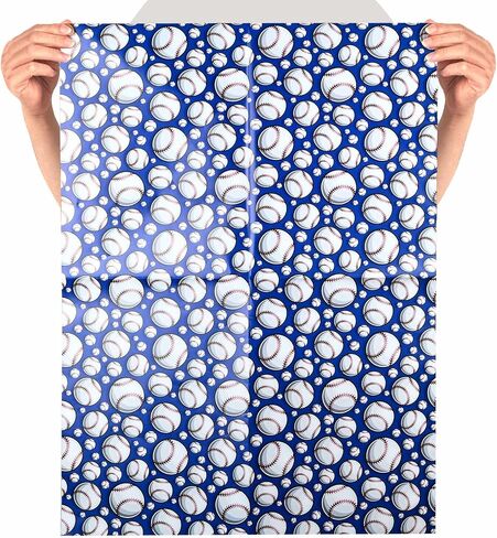 12 Sheets 28 * 20 Inches Baseball Gift Wrap Paper, Blue Red White Sports Wrapping Paper for Boys Girls for Baseball Theme Birthday Party DIY Crafts in Saudi Arabia