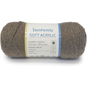 خيوط أكريليك ناعمة من YarnFamily، خيوط أكريليك 100%، خيوط مثالية للكروشيه والحياكة، 8oz، 393 ياردة، أصفر