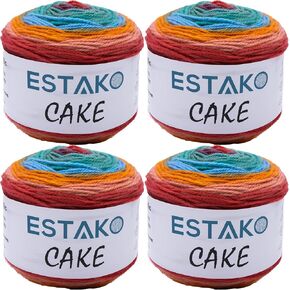 Estako Cake 100% Acrylic Multicolor Yarn, DK - Light Worsted #3 for Crochet and Knitting 3.5 Oz (100g) / 394 Yrds (360m) (Color - 323) in Kuwait