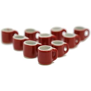 اشتري 10 كوب قهوة أحمر سهل كوب شاي مقاس 1 × 1.5 سم لبيت الدمى المصغرات الطعام المطبخ دوكورشن in Kuwait