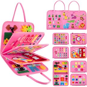 Toddler Busy Board Montessori Toys for 1 2 3 4 Year Old - Educational Activity Sensory Board for Preschool Learning Fine Motor Skills, Gift Toys for Boys Girls, Airplane Car Travel Toy