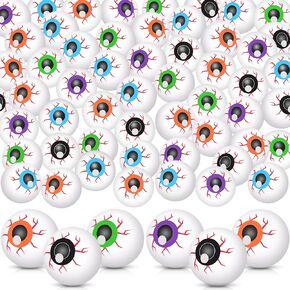 Leitee 60 Pcs Halloween Eyeballs Plastic Scary Eye Balls Realistic Table Tennis Eyeballs Horror Props Fake Colorful Table Tennis Balls for Adults Halloween Party Terror Props Decor (1 Inch)