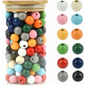 240 قطعة من الخرز الخشبي الملون 12 لون، خرز خشبي دائري متنوع لبيت المزرعة، خرز للحرف اليدوية والمهرجانات الموسمية وديكور المنزل وصنع المجوهرات in Kuwait