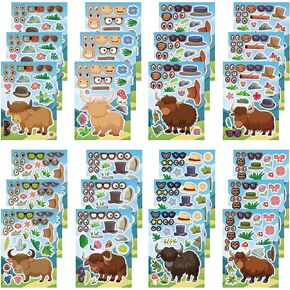 ستيكر لاصق للوجه بتصميم ابقار المزرعة من دورغوا، ستيكر لاصق اصنع ابقار المزرعة للاطفال، ملصقات وجه ذاتية الصنع، اصنع ابقارك، ملصقات مزرعة لمستلزمات الحفلات، 6 تصاميم 24 ورقة in Kuwait