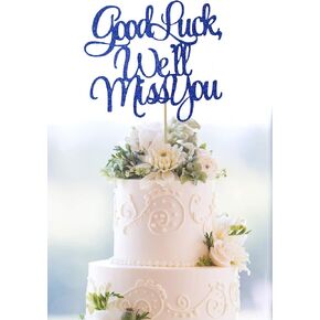 Blue Good Luck,We'll Miss You Cake Topper, Farewell Cake Topper, Retirement Cake Topper, Farewell Party Decoration, Retirement Party Decorations(Blue We'll Miss U)