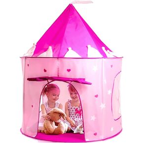 Play22 Play Tent Princess Castle Pink - Features Glow in The Dark Stars - Portable - Kids Pop Up Tent Foldable Into A Carrying Bag - Indoor and Outdoor Use - Original in Kuwait