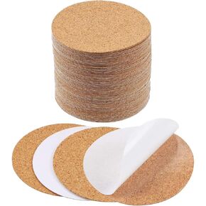 دائرة الفلين ذاتية اللصق 40 قطعة بقطر 4 بوصات من الفلين وأوراق دعم الفلين مع لاصق قوي مدعوم للأكواب لتزيين الحائط والحرف اليدوية in Kuwait