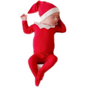 ملابس فوتوغرافي لحديثي الولادة لأعياد الميلاد مطبوع عليها صورة ولد فتاة طفل جميل قبعة حمراء رومبير صور الدعائم in Kuwait