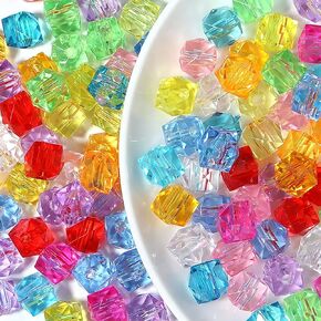 200pcs 7mm Multicolor Clear Cube Crystal Beads Transparent Square Glass Beads Bulk Assorted Spacer Beads Loose Glass Beads for Jewelry Making & Craftings Home Decoration in Kuwait