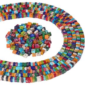 Firstmeet 160pcs Square Imperial Jasper Beads for Jewelry Making Adults DIY Multi-Color Beaded Bracelet Accessories Girl Gift (DIY-1024-Mix-1) in Saudi Arabia