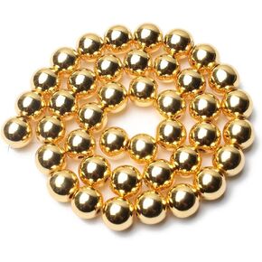 2 Strings 4mm Gold Hematite Beads for Jewelry Making Smooth Round Loose Hematite Beads Non-Magnetic Metallic Beads(190-200pcs)