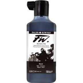 Daler-Rowney FW Acrylic Ink Bottle Black - Versatile Acrylic Drawing Ink for Artists and Students - Permanent Calligraphy Ink - Archival Ink for Illustrating and More