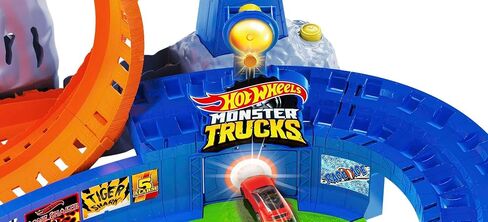 Hot Wheels Monster Trucks T-Rex Volcano Playset with 1:64 Scale Race Ace Toy Truck & 1 Toy Car, Track Set with Dinosaur Nemesis in Saudi Arabia