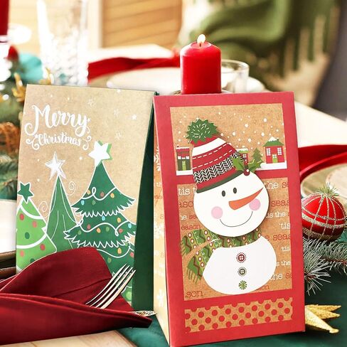 24 Christmas Cookie Bags for Gift Giving with Xmas 80 Gifts Stickers,Small Assorted holiday party Paper Kraft favor Goody Boxes Bulk for Packing,food treat container for wrapping in Kuwait