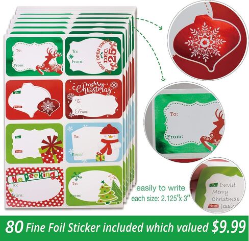 24 Christmas Cookie Bags for Gift Giving with Xmas 80 Gifts Stickers,Small Assorted holiday party Paper Kraft favor Goody Boxes Bulk for Packing,food treat container for wrapping in Kuwait