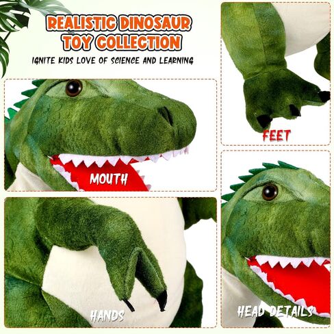 15.7 Inch Plush T-Rex Dinosaur Plush Stuffed Animal with 5 Cute Little Dinosaurs in Tummy Carrier Soft Cuddly Stuffed Animal Pillow for Birthday Party Favor Boys, Girls Nursery Decoration Idea in Saudi Arabia