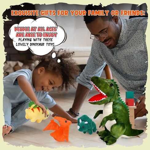 15.7 Inch Plush T-Rex Dinosaur Plush Stuffed Animal with 5 Cute Little Dinosaurs in Tummy Carrier Soft Cuddly Stuffed Animal Pillow for Birthday Party Favor Boys, Girls Nursery Decoration Idea in Saudi Arabia