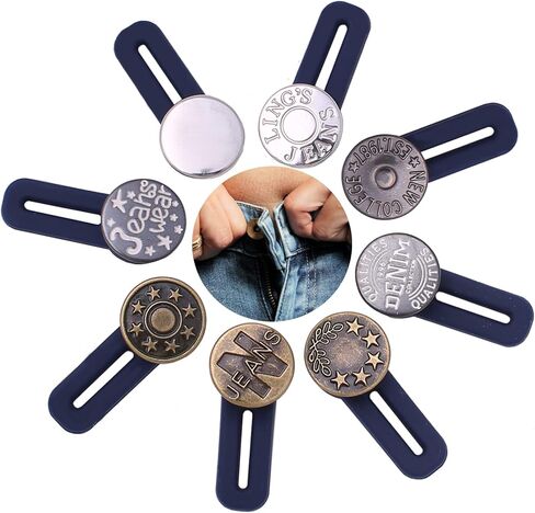 8 قطع زر تمديد الخصر مرونة إضافة 3.5 سم موسع من الفولاذ المقاوم للصدأ لبنطلون جينز جينز جينز وبنطلون وقمصان طوق in Kuwait