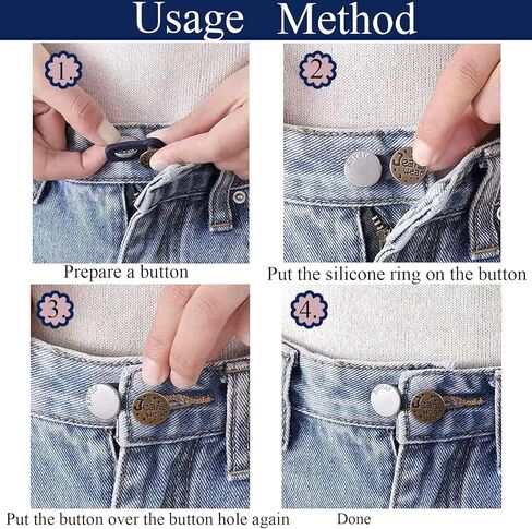 8 قطع زر تمديد الخصر مرونة إضافة 3.5 سم موسع من الفولاذ المقاوم للصدأ لبنطلون جينز جينز جينز وبنطلون وقمصان طوق in Kuwait